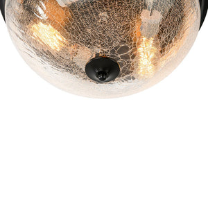 Farmhouze Light - Farmhouse Cracked Textured Glass Round Flush Mount Light - Ceiling Light - Black - 