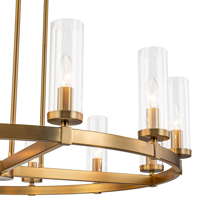 Farmhouze Light-Farmhouse Cylinder Shade Large 12-Light Ring Chandelier-Chandelier-Brass-