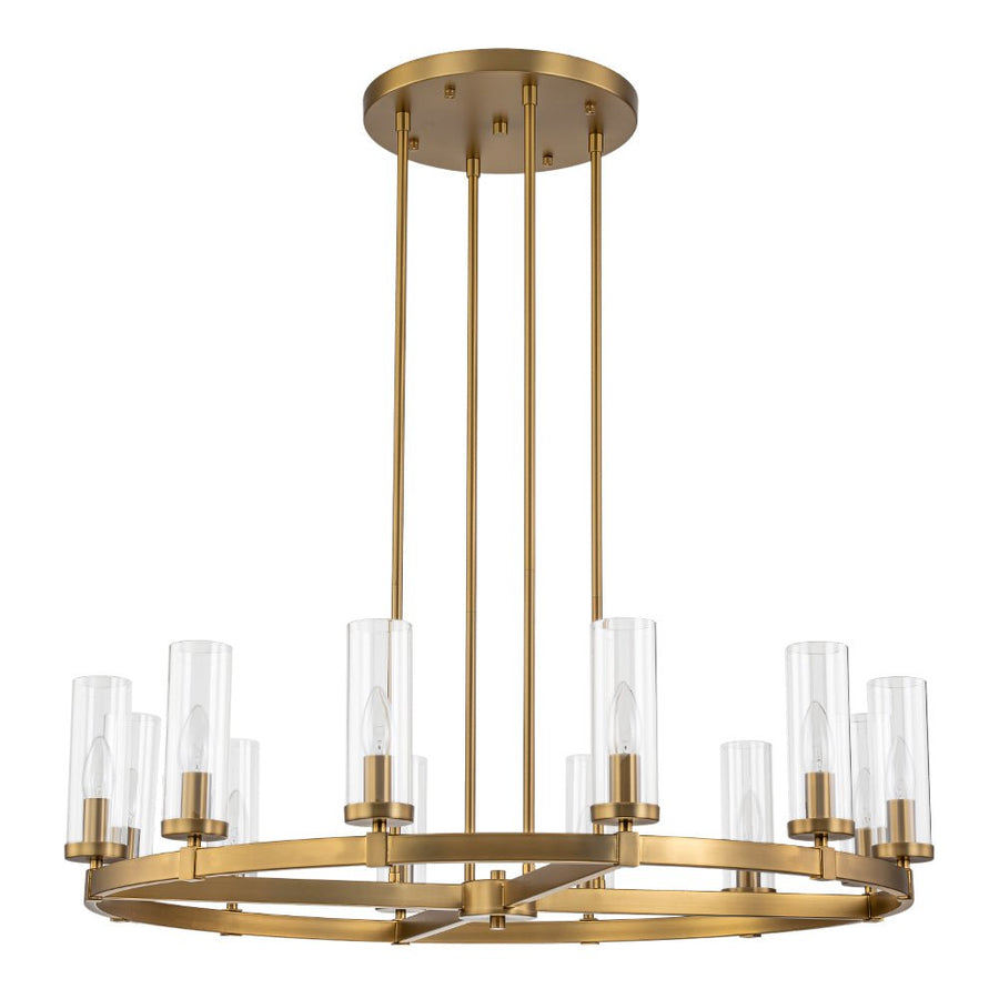 Farmhouze Light-Farmhouse Cylinder Shade Large 12-Light Ring Chandelier-Chandelier-Brass-