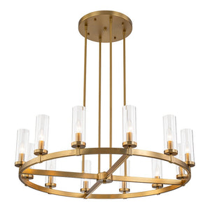 Farmhouze Light-Farmhouse Cylinder Shade Large 12-Light Ring Chandelier-Chandelier-Brass-