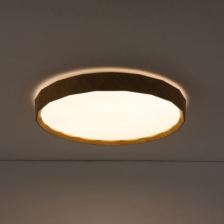 Farmhouze Light - Farmhouse Dimmable LED Round Faux Wood Ceiling Light - Ceiling Light - Natural Wood Pattern - 