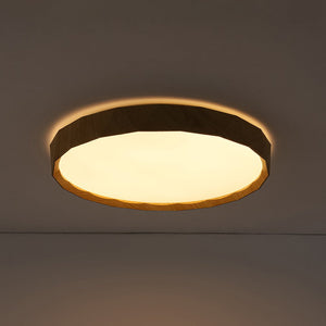 Farmhouze Light - Farmhouse Dimmable LED Round Faux Wood Ceiling Light - Ceiling Light - Natural Wood Pattern - 