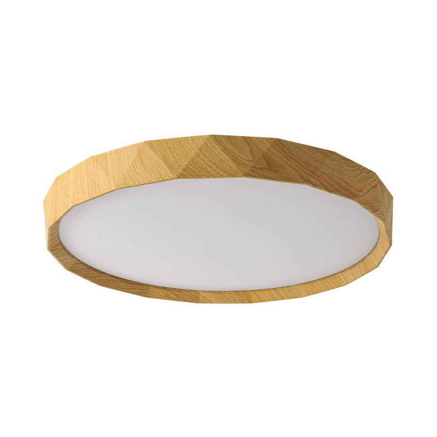 Farmhouze Light - Farmhouse Dimmable LED Round Faux Wood Ceiling Light - Ceiling Light - Natural Wood Pattern - 