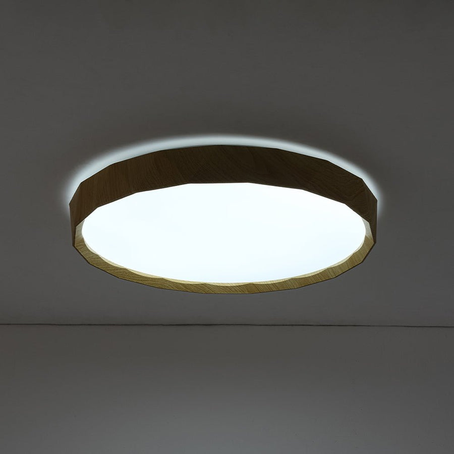Farmhouze Light - Farmhouse Dimmable LED Round Faux Wood Ceiling Light - Ceiling Light - Natural Wood Pattern - 