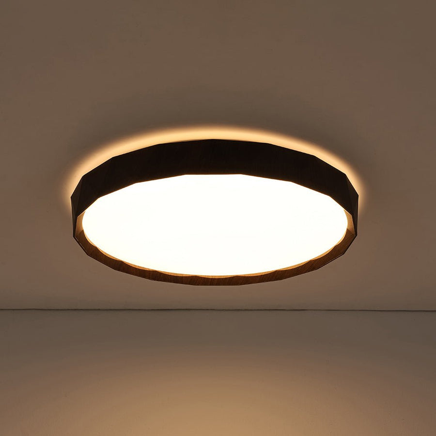 Farmhouze Light - Farmhouse Dimmable LED Round Faux Wood Ceiling Light - Ceiling Light - Walnut Pattern - 