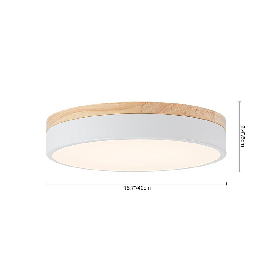 Farmhouze Light - Farmhouse Dimmable Wooden Round Flush Mount Ceiling Light - Ceiling Light - Black - 11 in - 