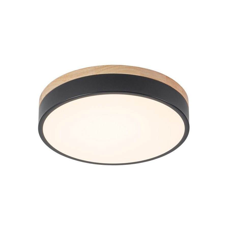 Farmhouze Light - Farmhouse Dimmable Wooden Round Flush Mount Ceiling Light - Ceiling Light - Black - 11 in - 