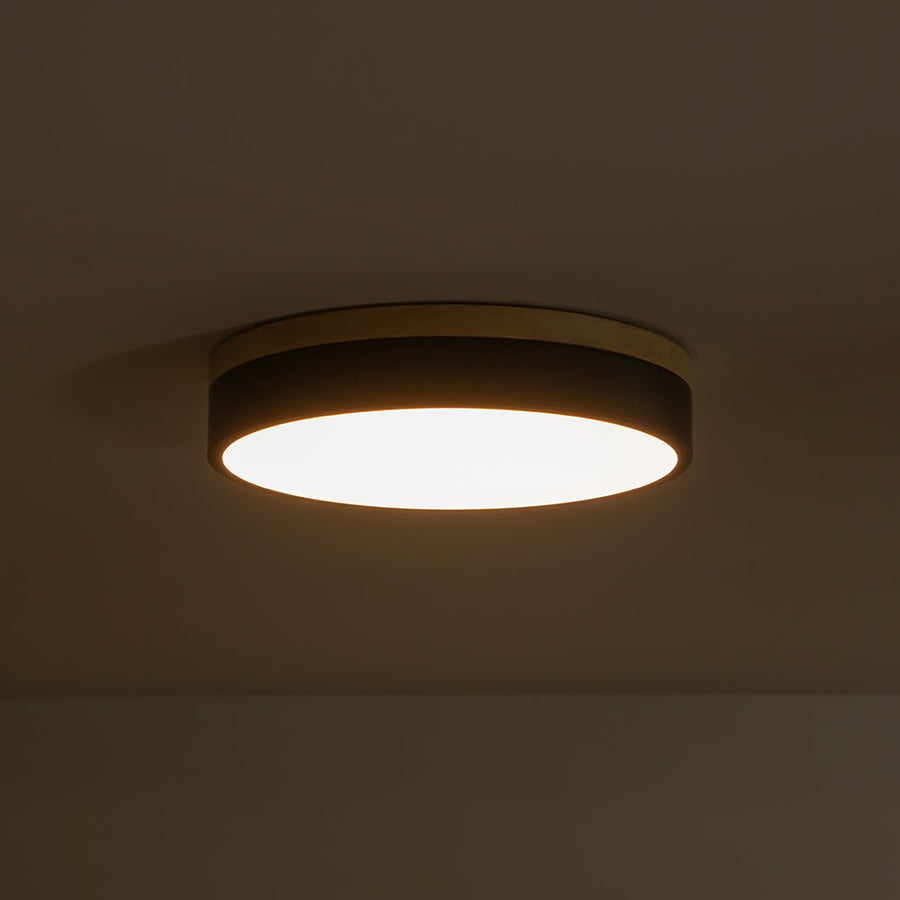 Farmhouze Light - Farmhouse Dimmable Wooden Round Flush Mount Ceiling Light - Ceiling Light - Black - 11 in - 