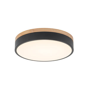 Farmhouze Light - Farmhouse Dimmable Wooden Round Flush Mount Ceiling Light - Ceiling Light - Black - 11 in - 