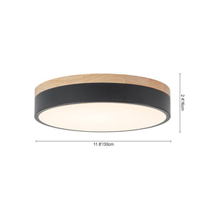 Farmhouze Light - Farmhouse Dimmable Wooden Round Flush Mount Ceiling Light - Ceiling Light - Black - 11 in - 