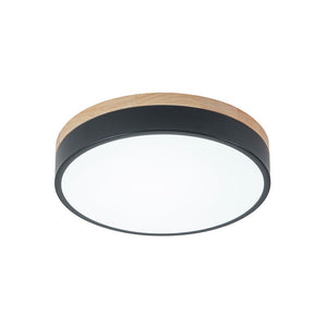 Farmhouze Light - Farmhouse Dimmable Wooden Round Flush Mount Ceiling Light - Ceiling Light - Black - 11 in - 