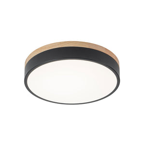 Farmhouze Light - Farmhouse Dimmable Wooden Round Flush Mount Ceiling Light - Ceiling Light - Black - 11 in - 