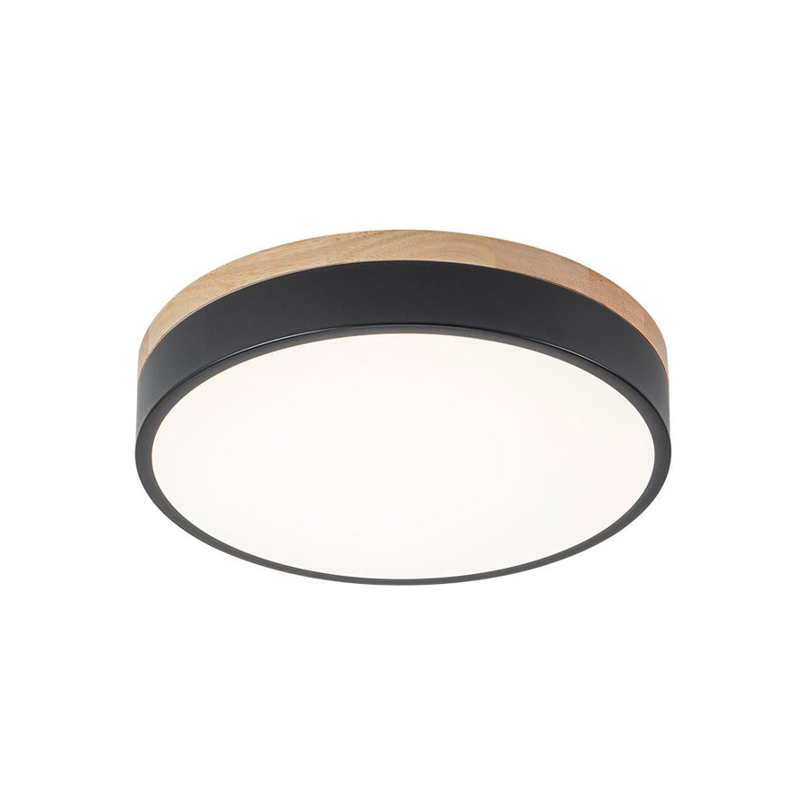 Farmhouze Light - Farmhouse Dimmable Wooden Round Flush Mount Ceiling Light - Ceiling Light - Black - 11 in - 