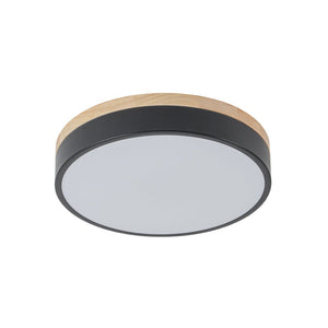 Farmhouze Light - Farmhouse Dimmable Wooden Round Flush Mount Ceiling Light - Ceiling Light - Black - 11 in - 