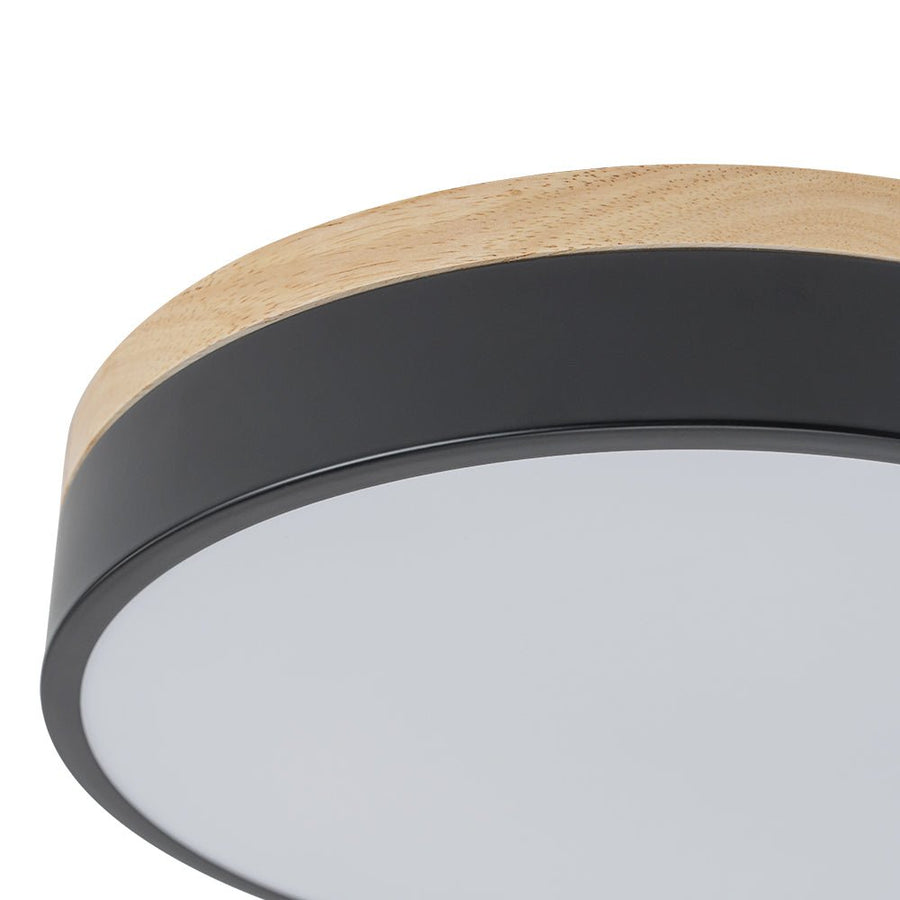 Farmhouze Light - Farmhouse Dimmable Wooden Round Flush Mount Ceiling Light - Ceiling Light - Black - 11 in - 