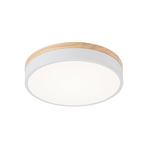 Farmhouze Light - Farmhouse Dimmable Wooden Round Flush Mount Ceiling Light - Ceiling Light - White - 11 in - 