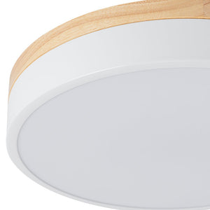 Farmhouze Light - Farmhouse Dimmable Wooden Round Flush Mount Ceiling Light - Ceiling Light - White - 11 in - 