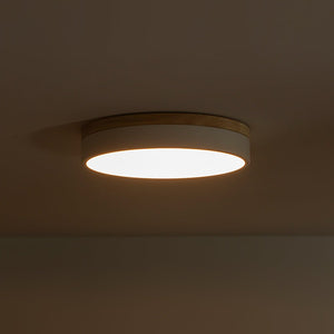Farmhouze Light - Farmhouse Dimmable Wooden Round Flush Mount Ceiling Light - Ceiling Light - White - 11 in - 