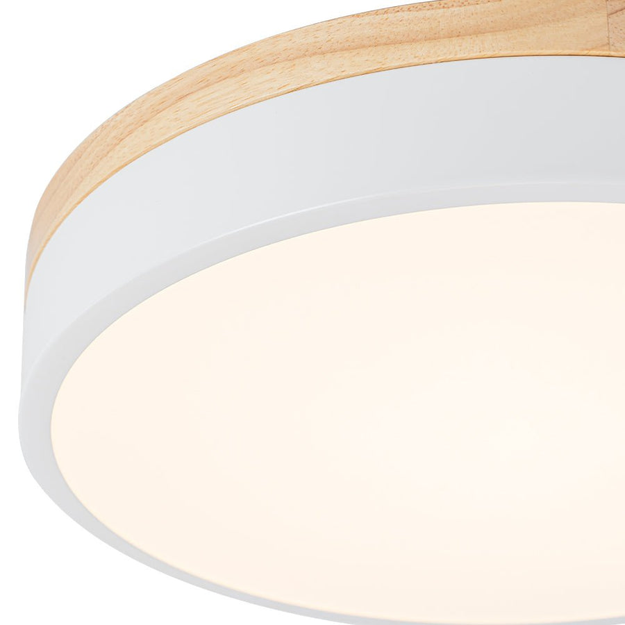 Farmhouze Light - Farmhouse Dimmable Wooden Round Flush Mount Ceiling Light - Ceiling Light - White - 11 in - 