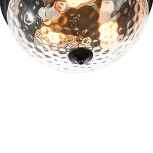 Farmhouze Light - Farmhouse Hammered Glass Round Flush Mount Ceiling Light - Ceiling Light - Black - 