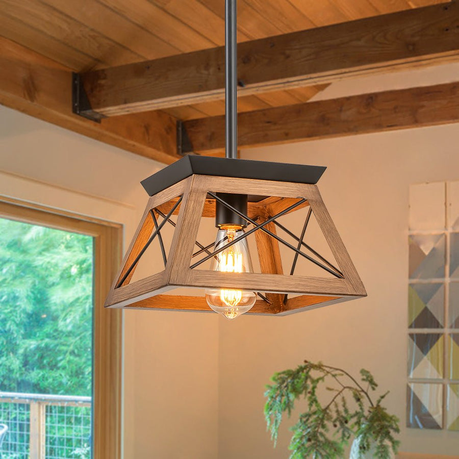 Farmhouze Light - Farmhouse Hanging Lantern Single Pendant Light - Pendant - Brown - 