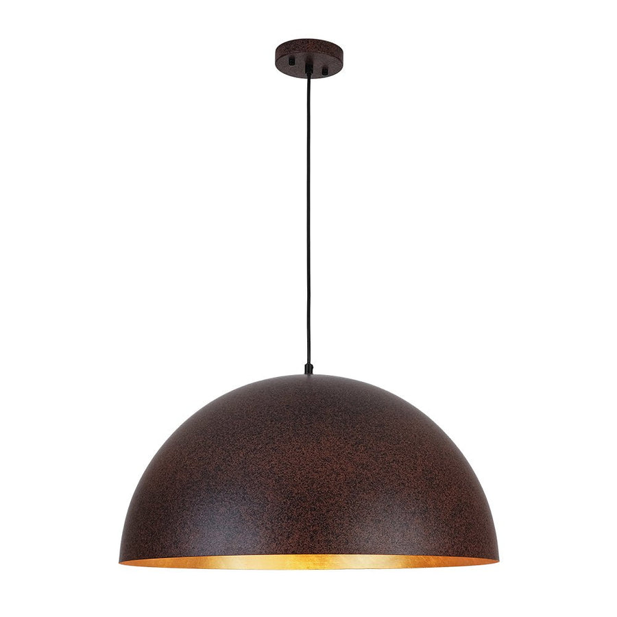 Farmhouze Light - Farmhouse Industrial Oversized Iron Dome Pendant - Chandelier - Red Rusty - 15 in.