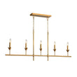 Load image into Gallery viewer, Farmhouze Light - Farmhouse Linear Candle Style White Fabric Brass Island Chandelier - Chandelier - 5 Bulbs - 
