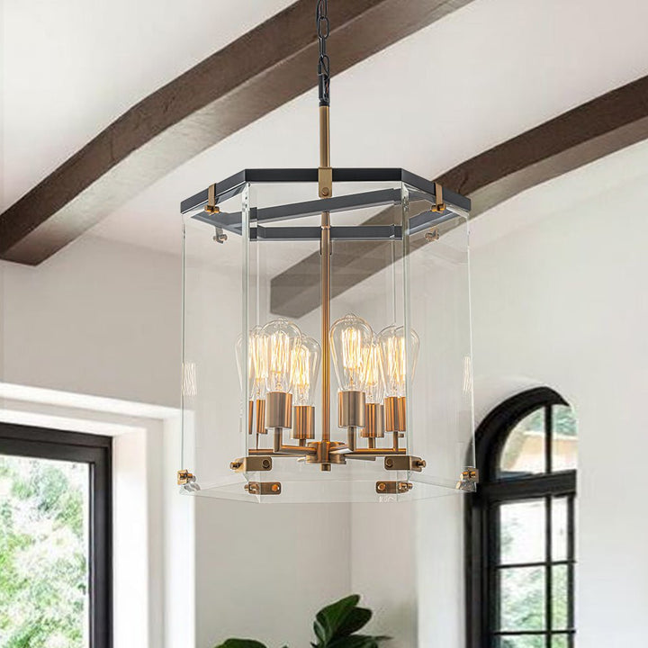 Farmhouze Light - Farmhouse Manor 6 - Light Clear Glass Cage Chandelier - Chandelier - 6 - Light - 