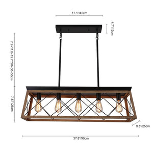 Farmhouze Light - Farmhouse Rectangular Cage Kitchen Chandelier - Chandelier - Yellowish - 