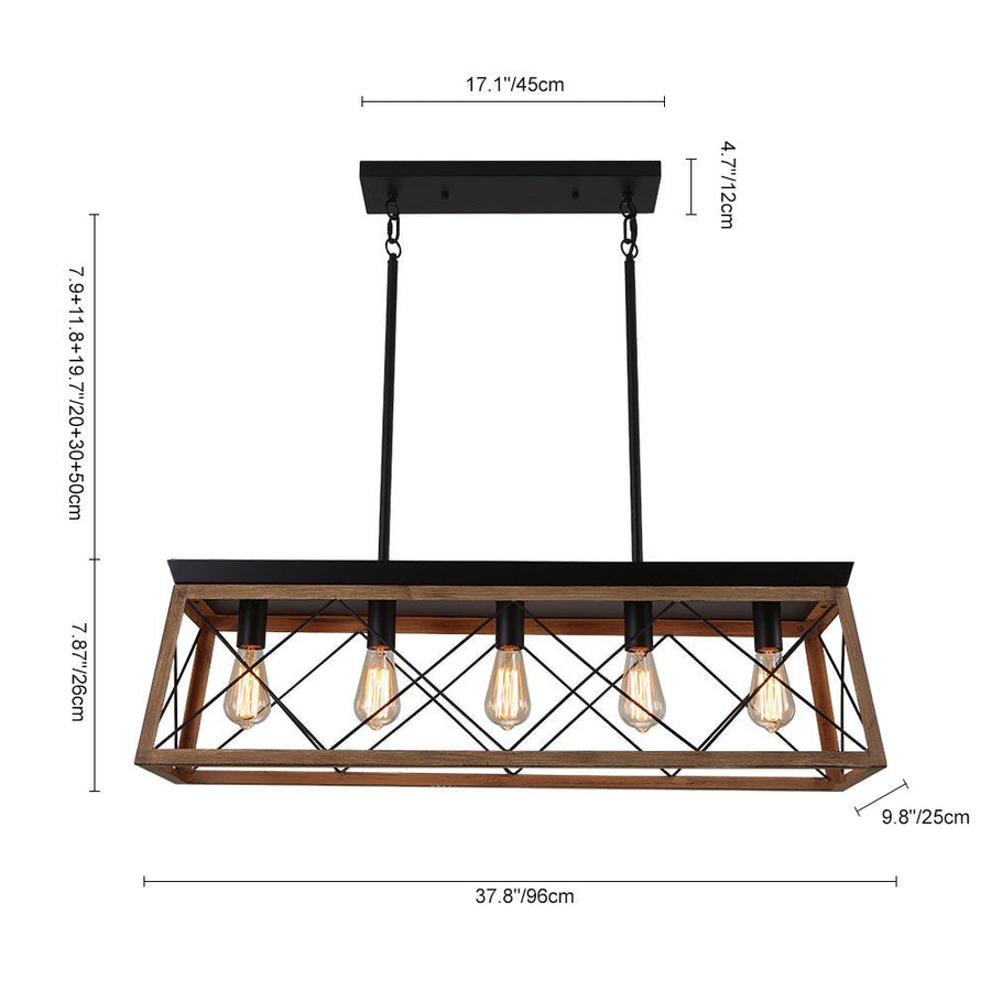 Farmhouze Light - Farmhouse Rectangular Cage Kitchen Chandelier - Chandelier - Yellowish - 