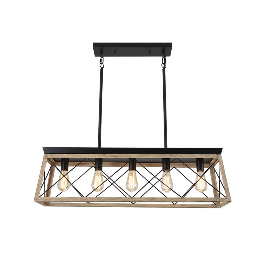 Farmhouze Light - Farmhouse Rectangular Cage Kitchen Chandelier - Chandelier - Yellowish - 