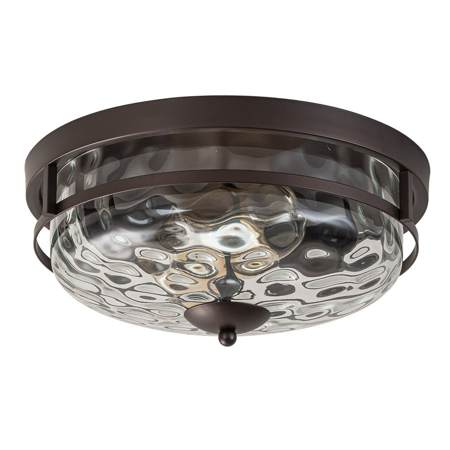 Farmhouze Light-Farmhouse Round Hammered Glass Flush Mount-Ceiling Light-Gold-