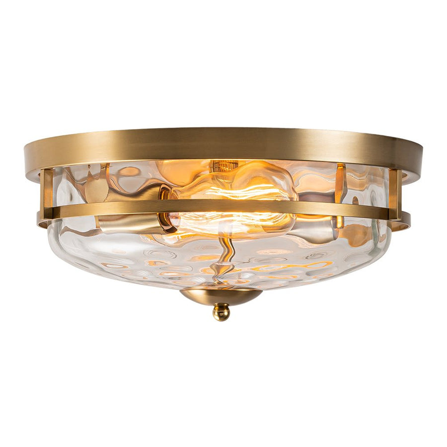 Farmhouze Light-Farmhouse Round Hammered Glass Flush Mount-Ceiling Light-Gold-