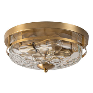 Farmhouze Light-Farmhouse Round Hammered Glass Flush Mount-Ceiling Light-Gold-