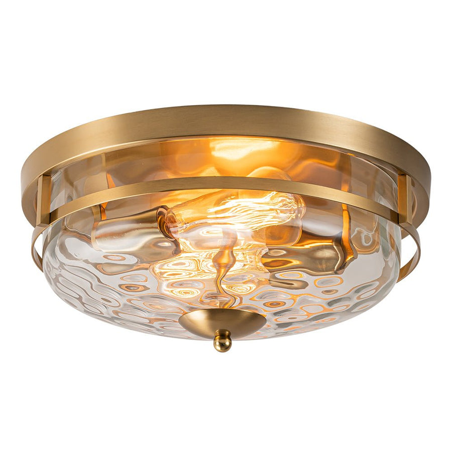 Farmhouze Light-Farmhouse Round Hammered Glass Flush Mount-Ceiling Light-Gold-