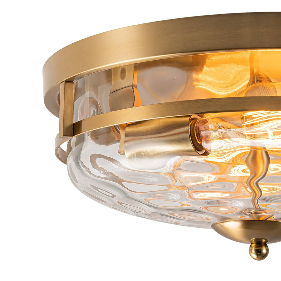 Farmhouze Light-Farmhouse Round Hammered Glass Flush Mount-Ceiling Light-Gold-