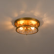 Load image into Gallery viewer, Farmhouze Light-Farmhouse Round Hammered Glass Semi Flush Mount Light-Ceiling Light-Brass-
