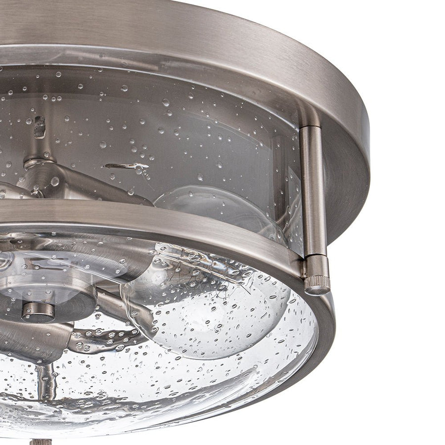 Farmhouze Light - Farmhouse Round Seeded Glass Flush Mount Light - Ceiling Light - Nickel - 