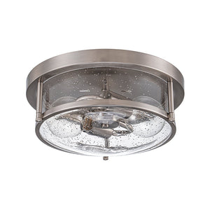 Farmhouze Light - Farmhouse Round Seeded Glass Flush Mount Light - Ceiling Light - Nickel - 