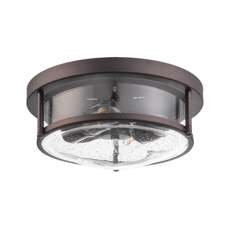 Farmhouze Light - Farmhouse Round Seeded Glass Flush Mount Light - Ceiling Light - Oil Rubbed Bronze - 