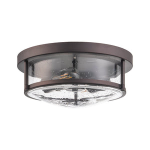 Farmhouze Light - Farmhouse Round Seeded Glass Flush Mount Light - Ceiling Light - Oil Rubbed Bronze - 