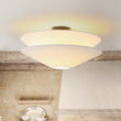 Load image into Gallery viewer, Farmhouze Light - Farmhouse Tiered Linen Flat Cone Cage Semi Flush Mount - Ceiling Light - White Linen - 
