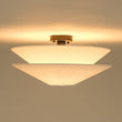 Load image into Gallery viewer, Farmhouze Light - Farmhouse Tiered Linen Flat Cone Cage Semi Flush Mount - Ceiling Light - White Linen - 

