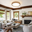 Load image into Gallery viewer, Farmhouze Light-Farmhouse Walnut Dimmable LED Round Flush Mount Light-Ceiling Light-15.7 in-
