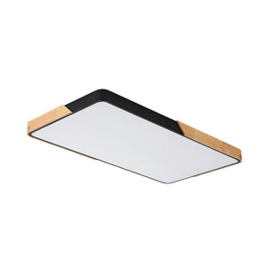 Farmhouze Light - Farmhouse Wood Rectangle Dimmable LED Ceiling Light - Ceiling Light - Black - 
