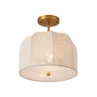 Load image into Gallery viewer, Farmhouze Light - French Country Beige Linen Pleated Drum Cage Semi Flush - Ceiling Light - 12 in - 

