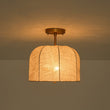 Load image into Gallery viewer, Farmhouze Light - French Country Beige Linen Pleated Drum Cage Semi Flush - Ceiling Light - 12 in - 
