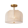 Load image into Gallery viewer, Farmhouze Light - French Country Beige Linen Pleated Drum Cage Semi Flush - Ceiling Light - 12 in - 
