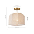 Load image into Gallery viewer, Farmhouze Light - French Country Beige Linen Pleated Drum Cage Semi Flush - Ceiling Light - 12 in - 
