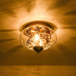 Load image into Gallery viewer, Farmhouze Light - French Country Clear Etched Glass Semi Flush Ceiling Light - Ceiling Light - Gold - 
